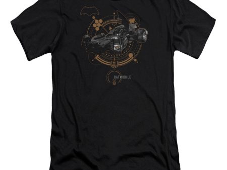 JUSTICE LEAGUE OF AMERICA : MOVIE : BATMOBILE PREMIUM CANVAS ADULT SLIM FIT T-SHIRT 30\1 Black 2X on Sale