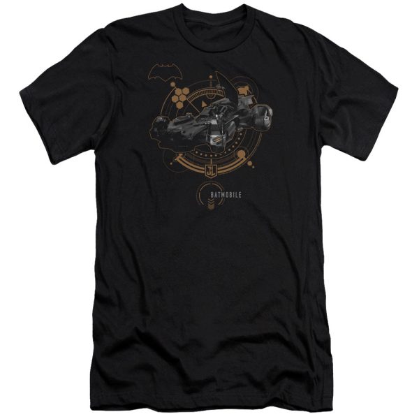 JUSTICE LEAGUE OF AMERICA : MOVIE : BATMOBILE PREMIUM CANVAS ADULT SLIM FIT T-SHIRT 30\1 Black 2X on Sale