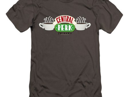 FRIENDS : CENTRAL PERK LOGO PREMIUM CANVAS ADULT SLIM FIT T-SHIRT 30\1 CHARCOAL LG Online Hot Sale