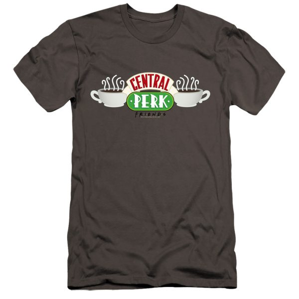 FRIENDS : CENTRAL PERK LOGO PREMIUM CANVAS ADULT SLIM FIT T-SHIRT 30\1 CHARCOAL LG Online Hot Sale