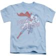 SUPERMAN : NICE CATCH S\S JUVENILE T-SHIRT 18\1 Light Blue MD (5\6) on Sale