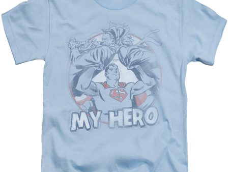 SUPERMAN : MY HERO S\S JUVENILE T-SHIRT 18\1 LIGHT BLUE LG (7) For Cheap